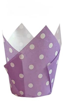 Pirottini In Carta Per Muffin 200 Pirottini Per Torta Tulipano A Pois, Cottura A Fiamma, Stampa Su Vassoio Di Carta Per Il Pane Viola