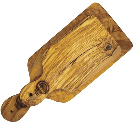 Terramia tagliere da cucina professionale in legno di ulivo fatto a mano, spessore 2 cm, taglieri per salumi e formaggi professionali (2 pezzi 29x12 + 21x9)
