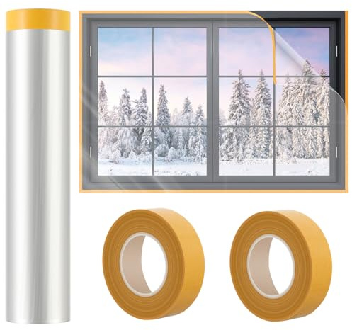 63'' x 197'' Window Insulation Kit, Window Insulation for Winter, POF Window Sealer for Winter, Insulates Indoor Windows Keep Warm for Weatherproofing Window Film for Winter Window Covering-1PCS