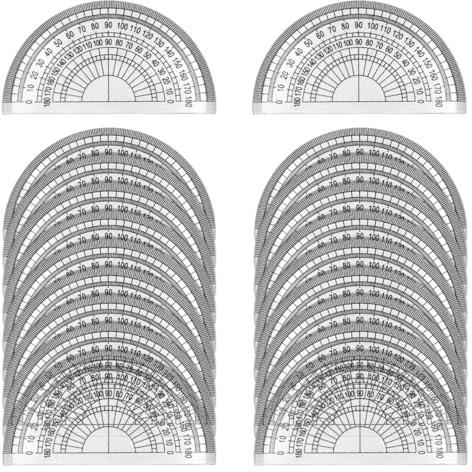 LICQIC 20 goniometri in plastica trasparente, 180 gradi, 10,2 cm, per misurare l'angolo, studenti di matematica, aula, scuola e ufficio