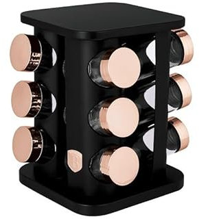 BERLINGER HAUS Carrusel de especias de 13 piezas, diseño de rosa negra, ahorra espacio y es elegante