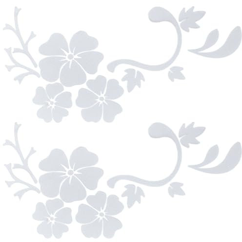 GORGECRAFT 10 Feuille D'Autocollants de Voiture Fleur d'hibiscus Décalcomanies Hawaïens Autocollants Blancs Réfléchissants en Forme de Branche d'hibiscus Automobile en Vinyle Imperméable Camion Moto