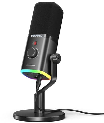 MAONO XLR/USB Gaming Mikrofon für Streaming Podcast Studio, Dynamisches Mikrofon mit Doppelter Geräuschunterdrückung, Software und Stummschalttaste, für PS4/5 Mac Mixer Soundkarten (PD100X Schwarz)