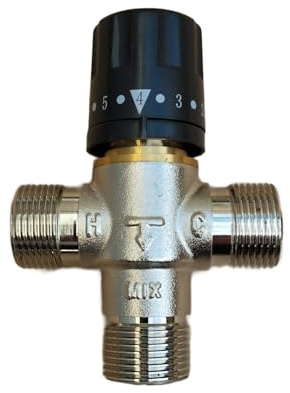 Valvola Miscelatrice Termostatica Regolabile 20-65°C in Ottone Cromo plus, DN20 3/4 per Impianti Solari, Bagni e Cucine - Sicura e Facile da Installare