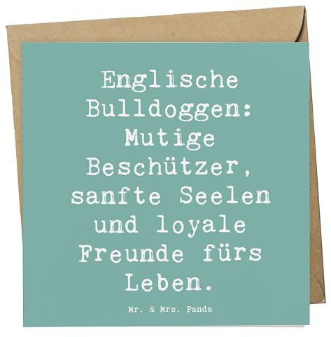 Mr. & Mrs. Panda Grußkarte Spruch Englische Bulldogge - Geschenk, loyale Freunde, Klappkarte, Hunderassen Vielfalt, Hundehalter, Glückwunschkarte, faltkarte, Pflege, treue Hunde, optimale Erziehung