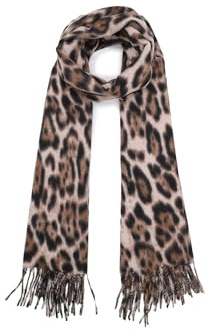 QUEEN HELENA Mjuk Varm Sjal Wrap Leopard Vinter Lätt Rund Hals Sjal Dam SC02, Khaki, one size