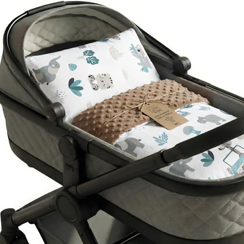Totsy Baby Coperta Neonato Pile Set: Coperta Invernale 75x60 cm + Cuscino 35x30 cm Invernale – copertina minky cotone calda morbida coccolosa bimbi inverno – carrozzina bambini Oeko-Tex Africa