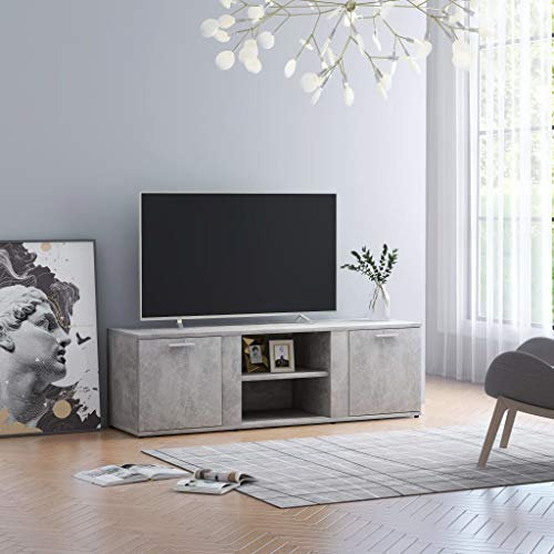 CCCINER TV-Schrank Betongrau 120x34x37 cm Holzwerkstoff,Schlichter Fernsehschrank mit Aufbewahrung Betonoptik für Wohnzimmer TV-Bänke, TV-Möbel
