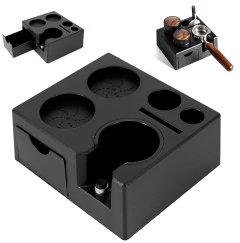 AOZBZ Espresso-Stampfstation, Abnehmbare Espresso Knockbox und Tamperstation, 10 in 1-Espresso Organizer, Kompatibel mit 51, 54, 58 mm Espresso Tamper