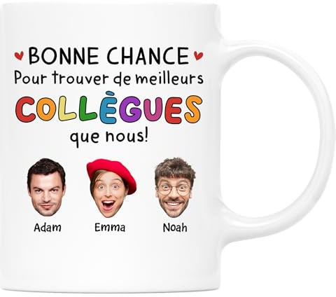 Cadeau Plus Mug Personnalisé Prénom Et Photo - Bonne Chance Pour Trouver De Meilleurs Collègues - Cadeau depart collegue, cadeau humour collegue de travail (5 Collègues)