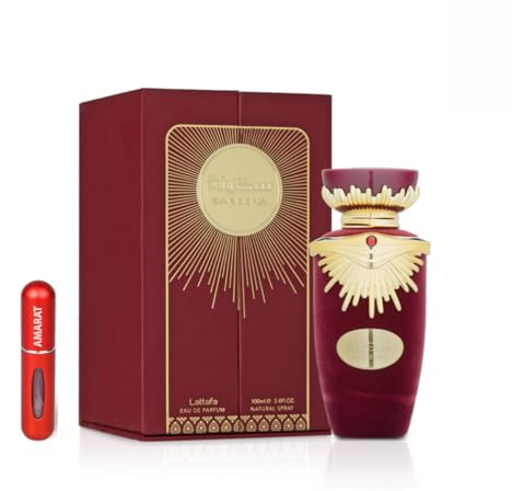 Perfume Sakeena Eau de Parfum 100 ml, Perfume Árabe para Mujer de Larga Duración, Incluye Atomizador Recargable, Fragancia Floral Frutal Gourmand con Notas de Maracuyá, Frambuesa y Vainilla (Sakeena)