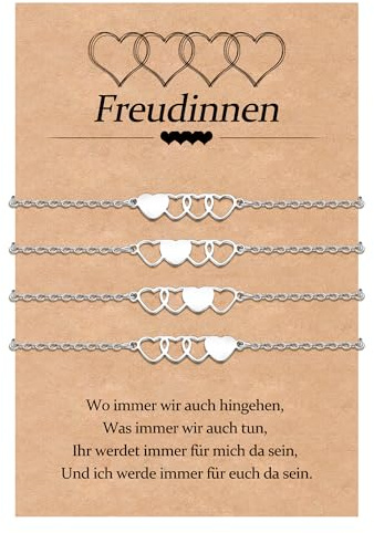 YELUWA 2/3/4 Pcs Geschenke für Freundin/Frauen - Herz Freundschaftsarmband | Geschenk Beste Freundin Geburtstag Geschenk Freundinnen Weihnachten Geburtstagsgeschenk für Freundinnen Geschenke Schwester