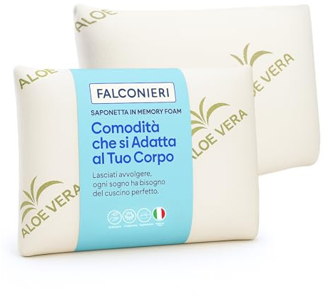 Cuscino per Cervicale Ergonomico per Dormire in Memory Foam HD Guanciale Classico Alto 11cm Antirussamento Efficace Supporto per Collo Spalle e Schiena con Federa Antiacaro Lavabile in Lavatrice (2pz)