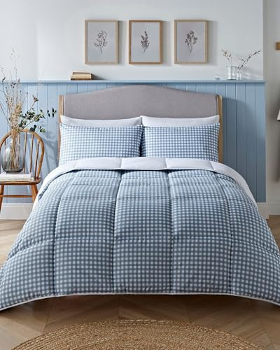 Night Lark Coverless Duvet 4.5 Tog Gingham - Blue, Super King