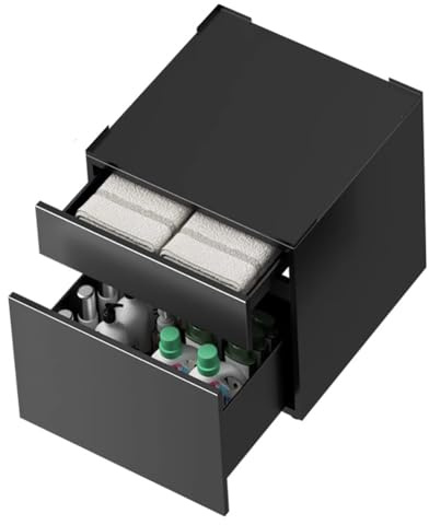 Sturdy Black Washing Machine Base with Drawer Elevated Steel Stand for Durable Metal Furniture Removable High-Capacity Drawer Perfect for Laundry Room nization.