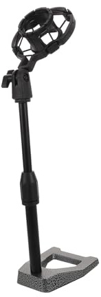FUTUREORYY soporte de micrófono soporte de mesa de micrófono soporte metalico para soporte de microfono soportes de micrófono de escritorio soporte de mesa para micrófono plástico Negro