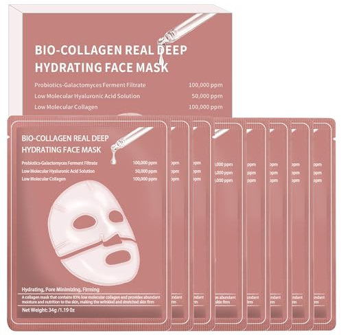 8 stycken collage äkta djup mask, collagemask, kollagenmask, kollagen mask övernattning, återfuktande övernattningsmask, djuphydratisering minskar fina linjer förbättrar elasticiteten