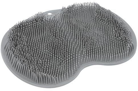 Beaupretty Tapis De Douche Massage Gris Avec Ventouse Brosse Exfoliante Et Dos Antidérapante Accessoire Bain Pour Spa à Domicile