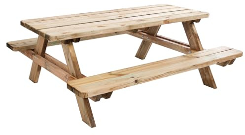 VOSS.garden Picknickbank 180 x 165 x 70cm, 6 Personen, Picknicktisch, Holzbank, Sitzbank, Gartenbank, Sitzgarnitur, Brettstärke 45mm
