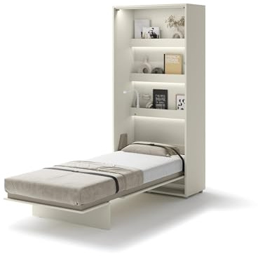 Homlando Lenart Schrankbett Bed Concept BC03 90x200 cm - Vertikal Schrankklappbett - Schrank mit integriertem Klappbett - Wandbett mit Lattenrost - Murphy Bed (Kaschmir)