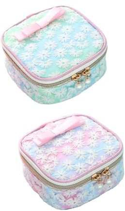 VILLFUL 2 piezas Bolsa para Compresas Sanitarias Bordada con Malla de Unidades Colores Aleatorios Bolsa de Almacenamiento Adorable y Portátil para Higiene Femenina para Color Aleatorio