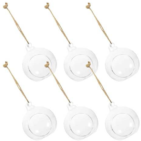 NUOBESTY Lot de 6 Vases Suspendus en Verre Transparent 6 CM Bougeoirs Suspendus de Boule Support Écologique pour Plantes Fleurs et Micropaysage Décoration Intérieure et Extérieure