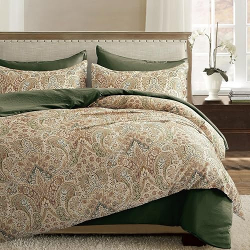 Freyamy Bettwäsche 135x200 Grün Bunt Indischen Mandala Boho Bettwäsche Set | Aesthetic Bettwäsche Vintage Exotische, 2teilig, Microfaser ÖKO-TEX Bettbezug mit Reißverschluss und 1 Kissenbezug 80x80cm