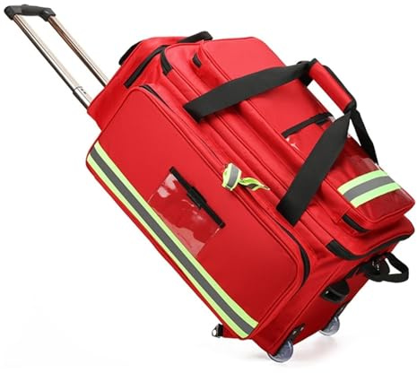 Rollende medizinische Tasche mit Rollen, medizinische Notfallrucksack-Rolltasche, Feuerwehr-Jumbo-Bereitschaftsausrüstungstasche mit Rollen, medizinische Trolley-Tasche mit großem