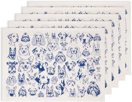 SUPERDANT 5 Stück Hunde Unterglasur Transferpapier Tiere Transferpapiere für Ton Keramik Porzellan Unterglasur Transfers für Töpferei Emaille Abziehbilder Blaue Unterglasur Abziehbild Handgemachte