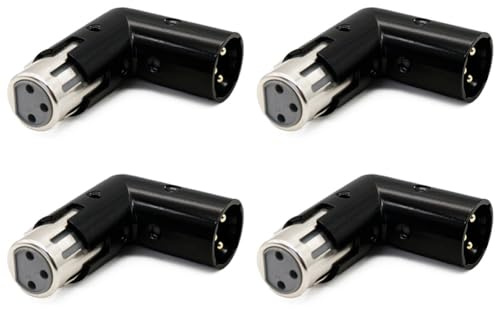 Bosiyrggrl 4 Pièces Adaptateur d'angle XLR 3 Broches Réglable Mâle à Adaptateur XLR 90 Degrés Connecteur Nickelé 3 Broches pour Audio