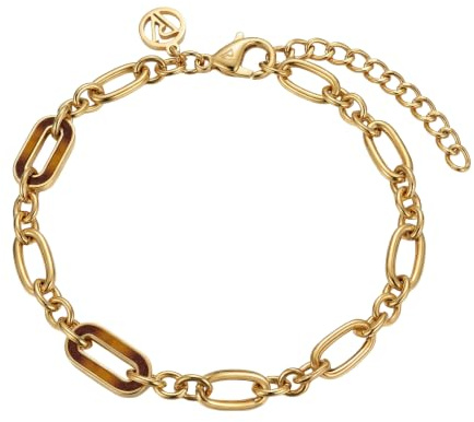 PAUL VALENTINE - Damen Armband Edelstahl - Vergoldet/Golden - Oval Acryl Anhänger - PV-B0030