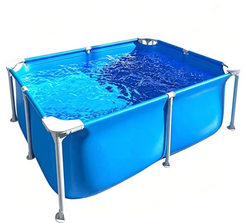 Easnuroz Piscina Rectangular con Estructura Metálica De 120-400 Cm Piscina Elevada para Jardín Ideal para Niños Y Familias Piscina Compacta con Estructura De Acero(150 * 105 * 45cm)