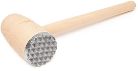 EVERYJOY Fleischklopfer aus Holz mit großem Metallkopf Fleischhammer für Schnitzel Steak Rindfleisch (Braun, Einseitig, XL)