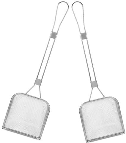 SOLUSTRE Cuchara con Malla Fina de Acero Inoxidable Cuadrada 2 Piezas Espumadera y Mango Largo para Freír y Colar Aceite en Restaurantes y Cocina Profesional