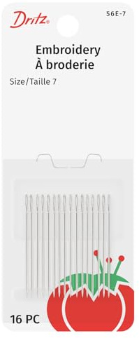Dritz 56E-7 Embroidery Hand Needles, Size 7 (16-Count)