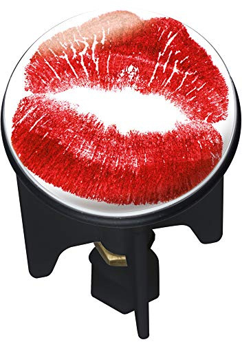 WENKO 20802100 Waschbeckenstöpsel Pluggy Kiss Abfluss-Stopfen, Messing, Kunststoff, Durchmesser 3.9 x 6.5-9.5 cm, rot/weiß