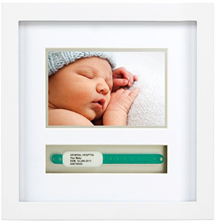 Pearhead 86013 i.d. Bracelet Frame Deluxe, Bilderrahmen zur Aufbewahrung des Geburtsarmbands, weiß