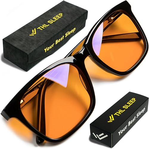 THL Sleep Blaulicht Blockierende Brille für Besseren Schlaf - Orange Computerfilter - (Schwarz) Grand