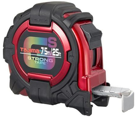 TAJIMA GS-25/7.5MBW Maßband mit GS-Lock Maßband mit doppelter metrischer/Standardskala und Acrylbeschichteter Klinge, 7,5 m x 3,8 cm
