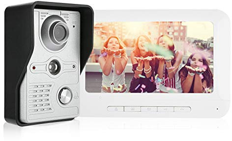 Video Door Phone Intercom System, 7 Inch Color Waterproof Video Doorbell Camera, Night Vision, Remote Monitoring for Home Security(UK)