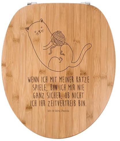 Mr. & Mrs. Panda WC Sitz Katze Wolle - Geschenk, Katzendeko, Katzenbesitzerin, Katzenaccessoires, Toilette, Miau, Katzenfreund, Spielen, Kater,