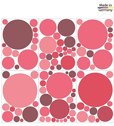 Wandtattoo Loft Wandsticker Kreise-Set, 90 Stück – Pastell Rot, Wandtattoo Kinderzimmer Deko, Wandsticker Kinderzimmer, Wand Aufkleber Kinder, Punkte Wandtattoo, Babyzimmer Deko, Kinderzimmerdeko