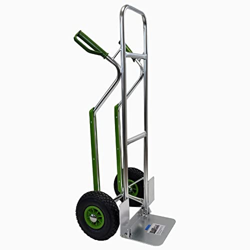 TRUTZHOLM Aluminium Sackkarre mit Treppenrutsche 200 kg Stapelkarre Transportkarre Alu Klappbare Ladefläche Sicherheits-Haltegriffe (200kg | Lufträder)