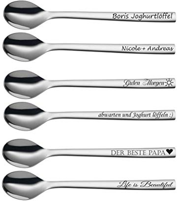 aplusashop WMF Nuova Joghurt Löffel mit Gravur nach Wunsch Edelstahl 19cm lang