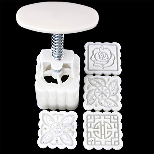 TuToy 4 Stamps Moon Cake Square Mould 3D Diy Mooncake Mold Mid-Autumn Festival Baking Accessories