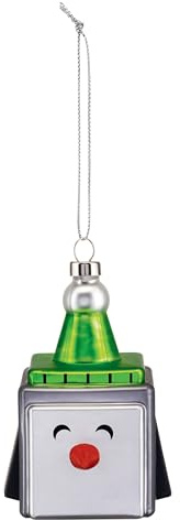 Alessi Cubik Penguin GJ02 5 - Vintage Design Christmas Decoration, Penguin Representation, in Blown Glass Hand-decorated, Multicolored