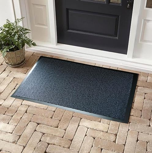 Heavy Duty Dirt Trapper Barrier Mat, Non-Slip PVC, Blue, 60x90cm