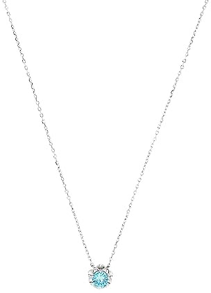 Amor Kette mit Anhänger 925 Sterling Silber Damen Halsschmuck, mit Zirkonia synth, 42+3 cm, Blau, Kommt in Schmuck Geschenk Box, 9254613