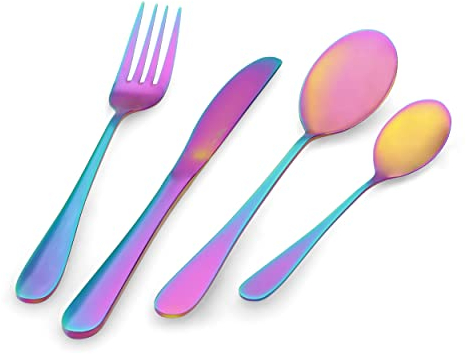 Prima Collection, Set da 24 Posate Serie Dream Rainbow, Acciaio Inox, Colore: Arcobaleno, con Scatola Regalo (6 persone)