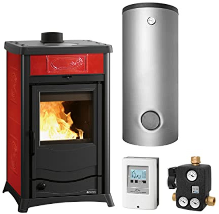 La Nordica KS3736 Termorossella Plus EVO DSA 4.0 Wasserführender Kaminofen Liberty Bordeaux Komplett-Set Pufferspeicher TPSR 825 + 1 SWT